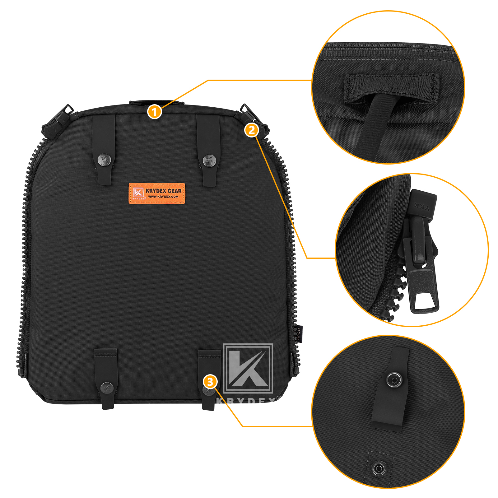 Krydex Tactical Zip-on Back Panel for Scarab Vest MOLLE Helmet Hydration Pack
